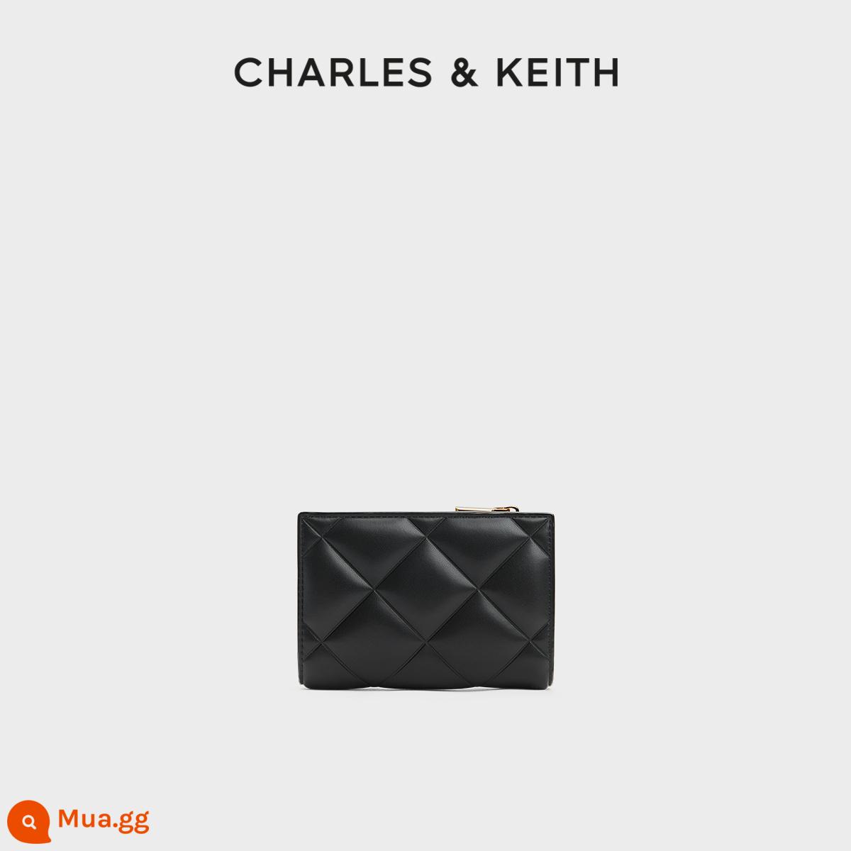 CHARLES&KEITH23 mùa thu phong cách mới CK6-50770524-2 kẹp ngắn nhiều hình thoi mềm mại dành cho nữ - đen đen