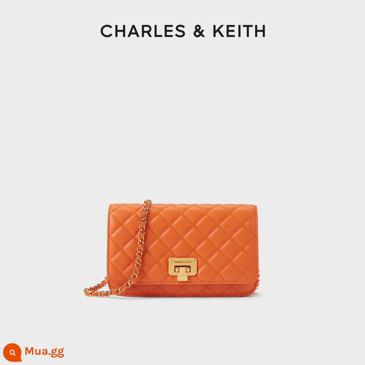 Túi xách nữ mùa xuân CHARLES&KEITH CK2-70160082-2 túi đeo chéo nữ dây chuyền hình thoi - CK2-70160112-4 Cam cam