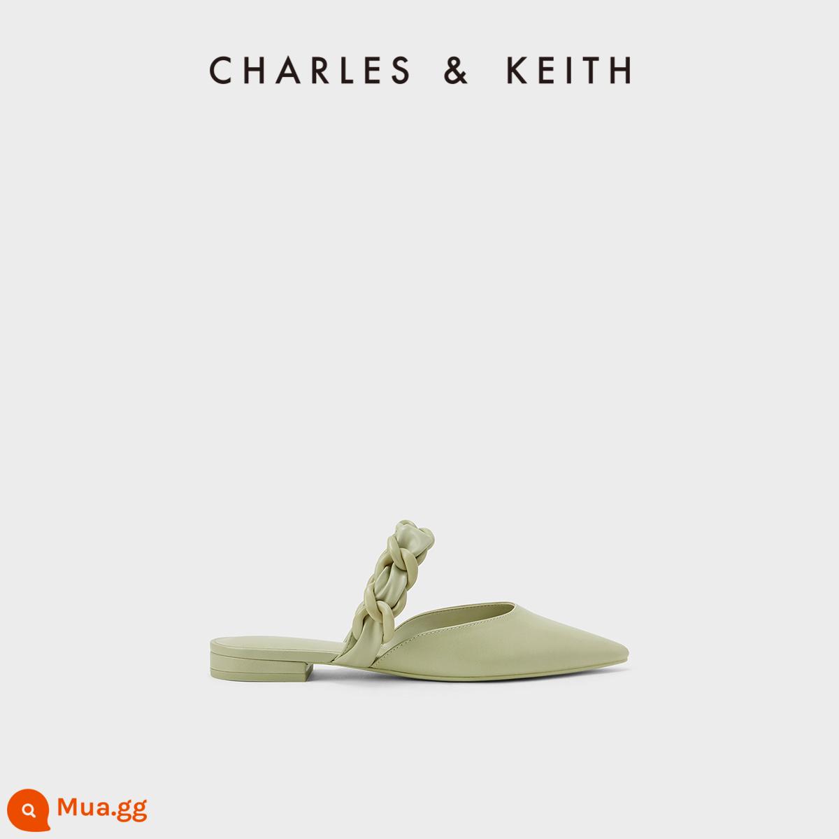 CHARLES&KEITH23 xuân hè mới CK1-61720134 trang trí kim loại giày Muller gót nhọn dày nữ - CK1-70920092Xanh xô thơm