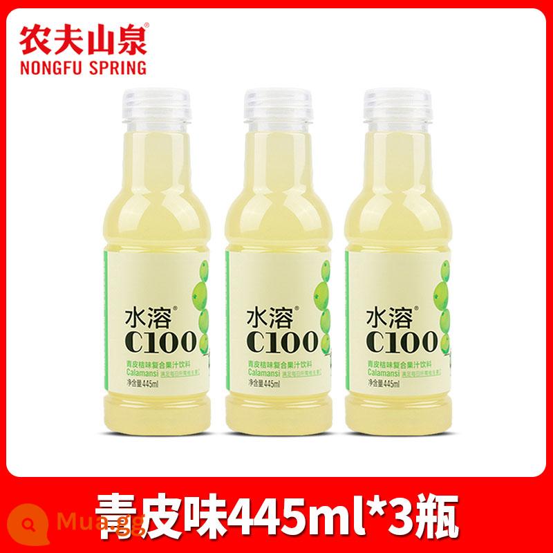 Nước ép hợp chất tan trong nước Nongfushangquan 445ml * 15 chai nguyên hộp bán buôn chanh vỏ xanh cam vitamin VC uống - [445ml*3 chai] Hương da xanh