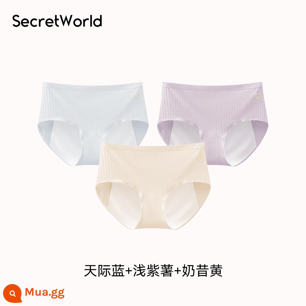 sw quần cotton sinh lý sw - Xanh da trời + Khoai lang tím nhạt + Vàng sữa lắc 3 gói