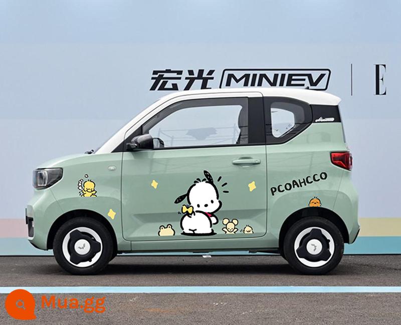 Wuling Hongguang miniev xe ô tô mini crayon nhỏ mới dán thế hệ thứ hai macarons phim hoạt hình dán trang trí cơ thể - Hai bên thân mẫu Little White Dog E