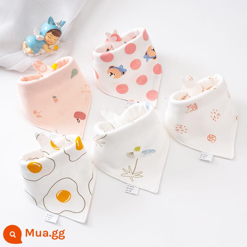 Khăn thấm nước bọt cho bé khăn cotton tam giác sơ sinh trẻ em yếm chống khạc sữa yếm siêu mềm yếm thu đông - Fairy series 5 gói (khăn tam giác 100% cotton)