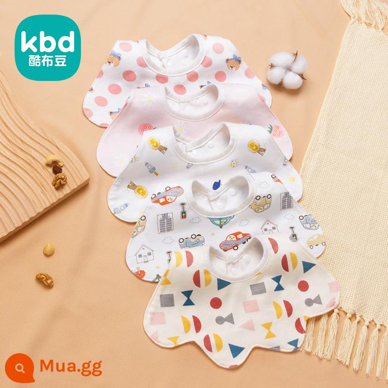 Khăn nước bọt hình chữ U bé trai yếm bé lớp một cotton nguyên chất mùa đông sơ sinh chống thấm sữa yếm yếm thu đông - Hình chữ U 5 gói [quần áo mùa đông không thấm nước không ướt] màu E