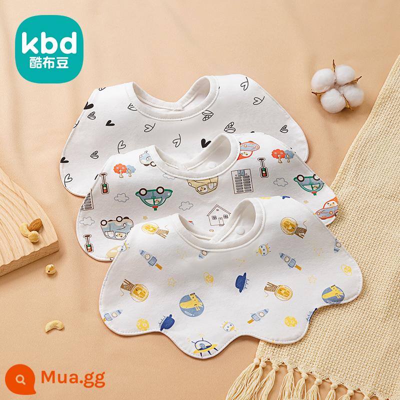 Khăn nước bọt hình chữ U bé trai yếm bé lớp một cotton nguyên chất mùa đông sơ sinh chống thấm sữa yếm yếm thu đông - Bộ 3 hình chữ U [quần áo mùa đông không thấm nước không ướt] màu A