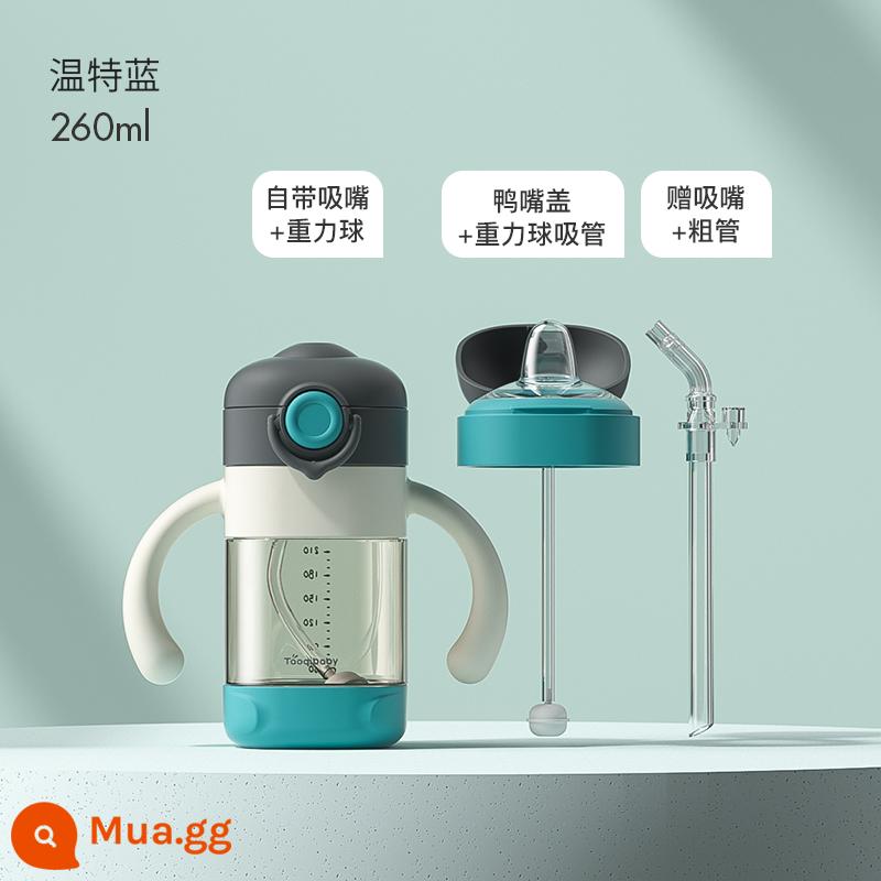 Dabao Straw Baby Chai Trẻ em uống sữa và uống nước PPSU Chai thuốc chống nhiễu 6 tháng, một hoặc nhiều, 2 tuổi và 3 tuổi - 260ml Winter Blue [Sippy Cup] + Duckbill (6-36 tháng)