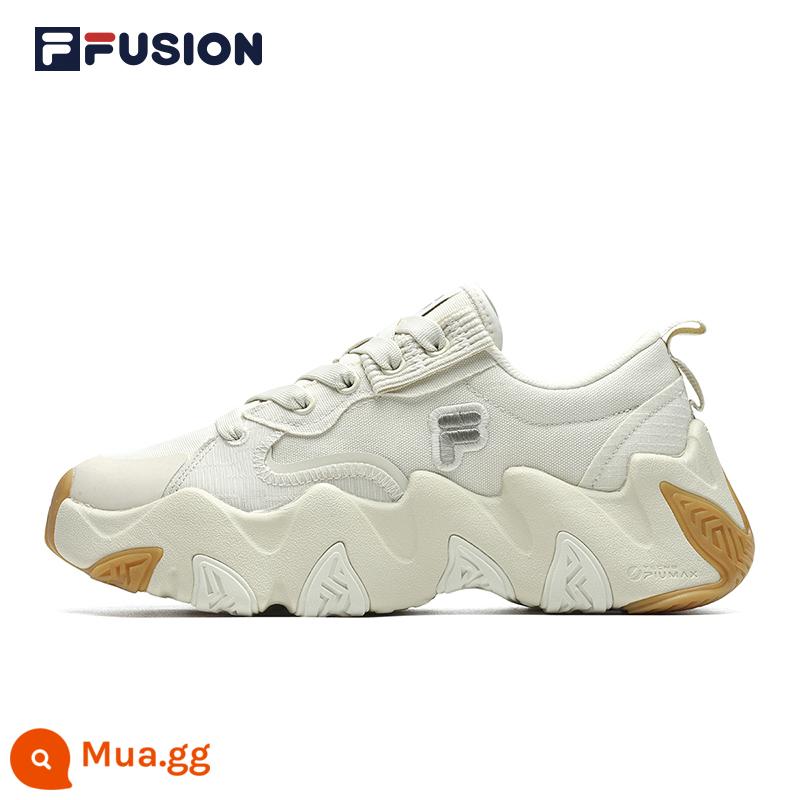 FILA FUSIONFila hợp thời trang thương hiệu giày vải đế dày nữ thời trang thu đông 2022 phù hợp với giày thường giày sao biển - Măng tây trắng/vàng đất-WT