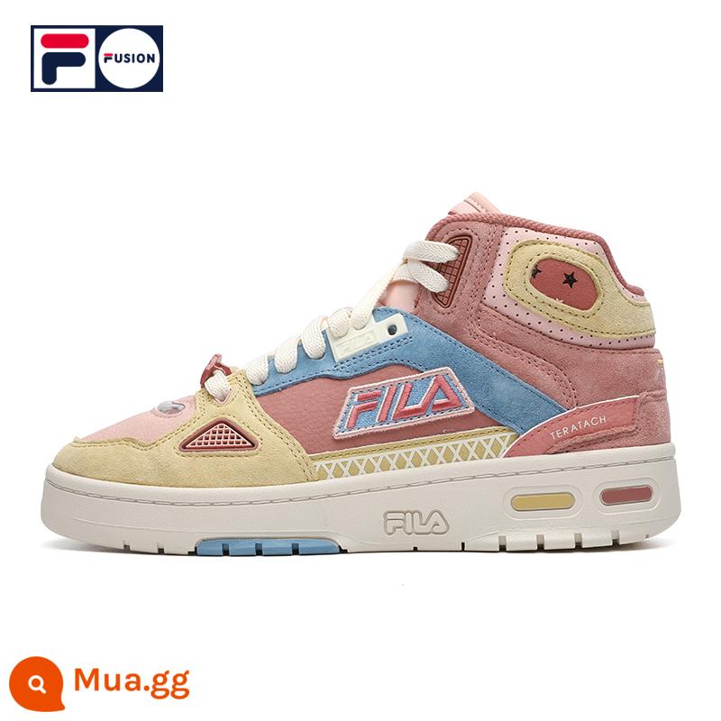 FILA FUSION Fila cặp đôi hợp thời trang giản dị tất cả các trận đấu mùa đông 2022 cặp đôi giày bóng rổ thể thao phong cách retro - [Nữ] Màu cát sa mạc/Má hồng nhạt-DP