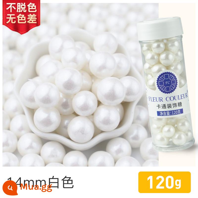 [500g Symphony] fc phương pháp khai thác bánh nướng trang trí hạt đường ăn được trân châu đường bánh sinh nhật đường kho báu sữa nóng - 14mm trắng 120g