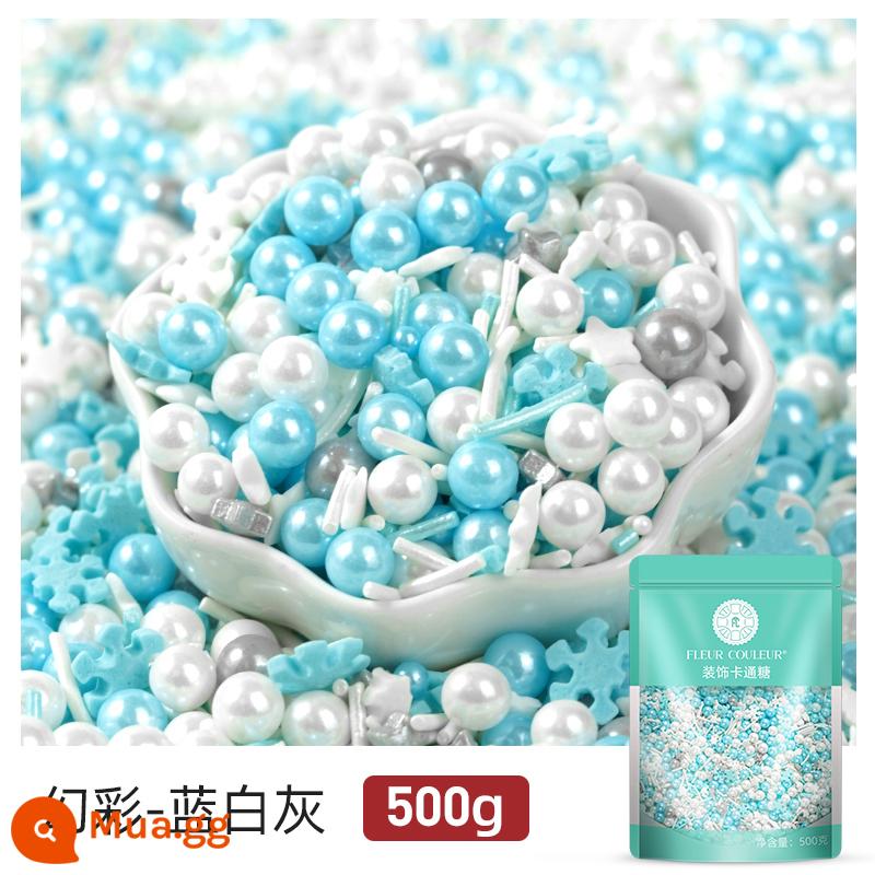 [500g Symphony] fc phương pháp khai thác bánh nướng trang trí hạt đường ăn được trân châu đường bánh sinh nhật đường kho báu sữa nóng - Symphony Blue và White 500g [Không tính thêm giá khi mua thêm số lượng]