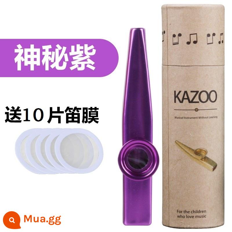 Nhạc đệm kazoo, metal, KAZOO, guitar, ukulele dành cho người mới bắt đầu, một nhạc cụ mà bạn không cần phải học - Màu tím huyền bí + ống giấy (bao gồm 10 miếng màng sáo)