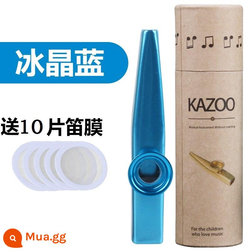 Nhạc đệm kazoo, metal, KAZOO, guitar, ukulele dành cho người mới bắt đầu, một nhạc cụ mà bạn không cần phải học - Pha lê xanh + ống giấy (bao gồm 10 miếng màng sáo)