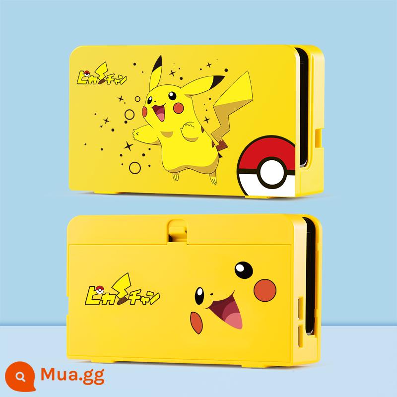 Vỏ bảo vệ Nintendo Switch, vỏ cứng, tay cầm tích hợp, vỏ silicon, vòng tập thể dục di động Pokémon, bộ phụ kiện đầy đủ, túi lưu trữ ns, phiên bản tiếng Nhật, phiên bản pin, vỏ bảo vệ swich cơ sở - Vỏ bảo vệ đế TV OLED [Classic Pikachu] 360°