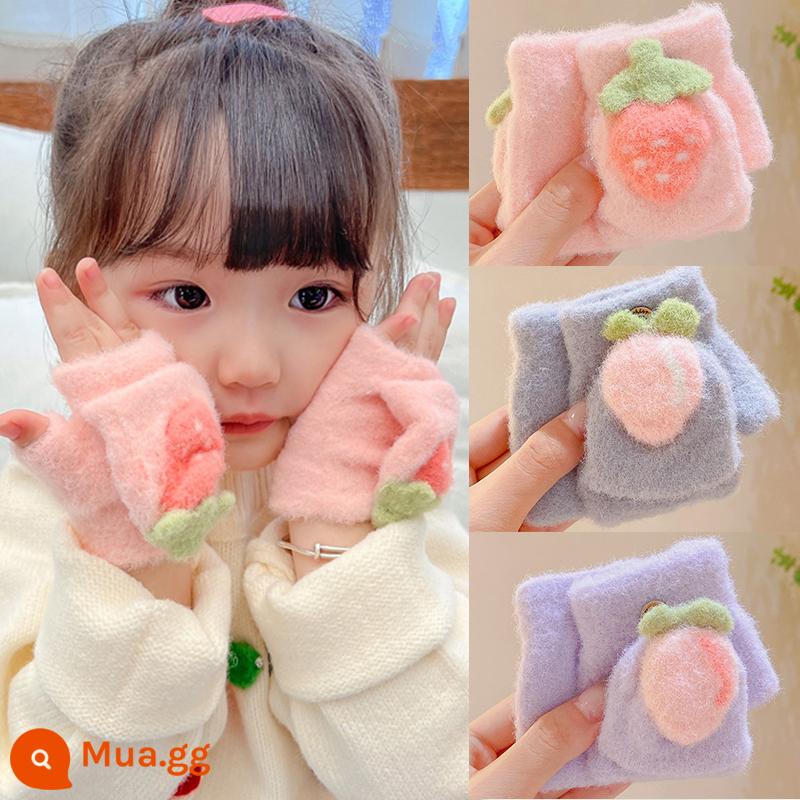 0 Một -Year -old Găng tay trẻ em Găng tay mùa đông Trẻ em Half Half Falm Flip Găng tay nhỏ Một tuổi Girl Girl Mùa đông - Bán chạy 3 đôi sang trọng