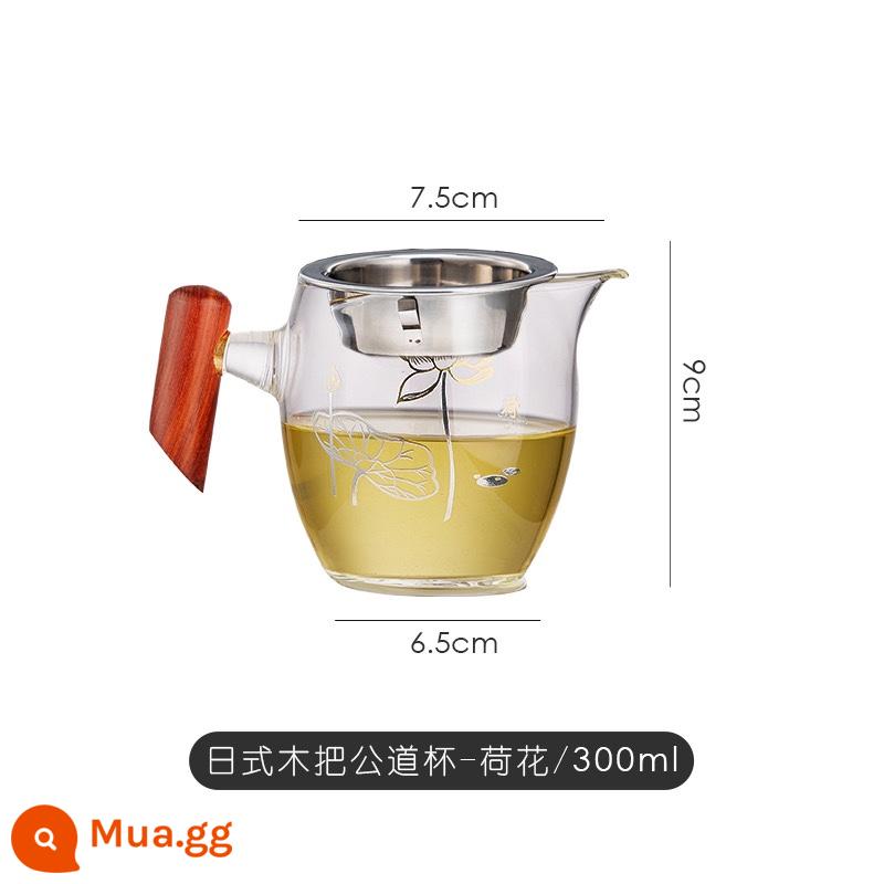 Dày Chịu Nhiệt Công Bằng Cốc Thủy Tinh Lọc Trà Một Bộ Bộ Tay Cầm Bên Nam Cốc Cao Borosilicate Gỗ Tay Cầm trà Biển Bộ Trà Phụ Kiện - Cốc chim gỗ sen 300ml cực dày + ống đựng trà 304, có thể đun nóng bằng ngọn lửa