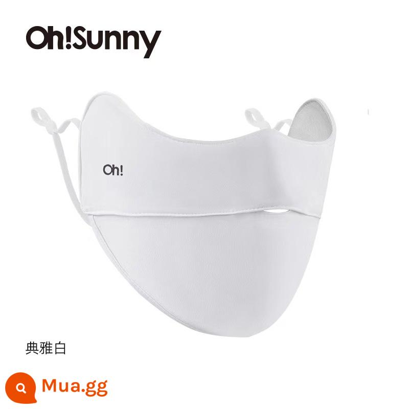 Khẩu trang chống nắng ohsunny thoáng khí góc mắt chống tia UV khẩu trang nữ che nắng thoáng khí mặt nhỏ - Mẫu bảo vệ mắt-nhãn OH màu trắng trang nhã