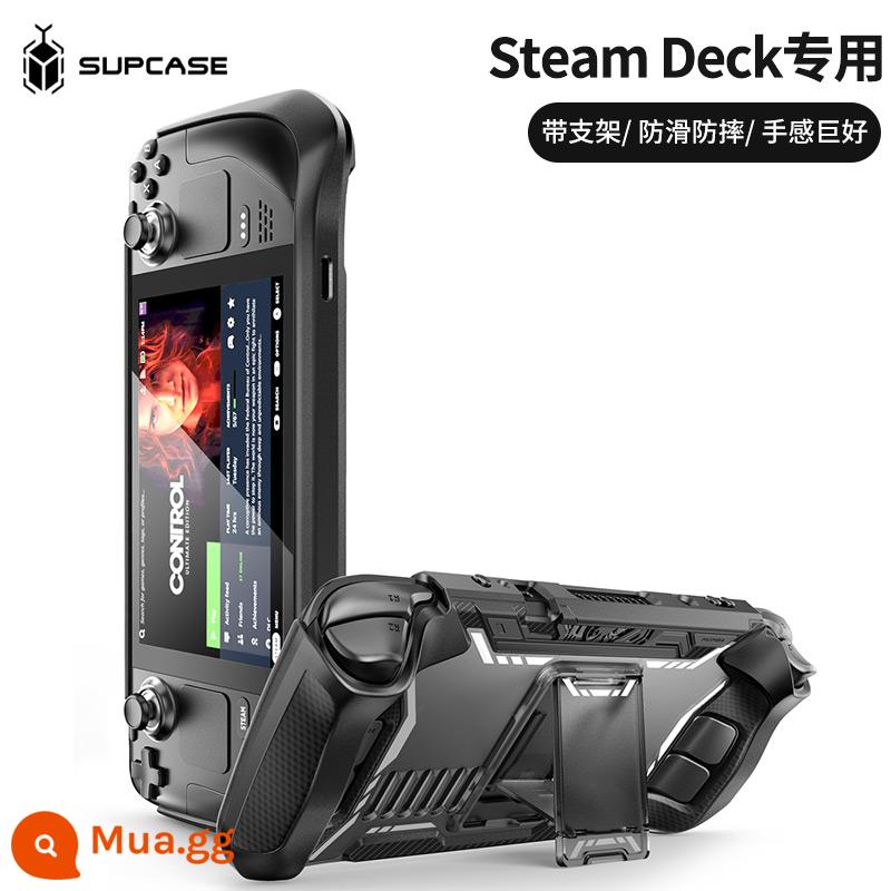 SUPCASE mumba thích hợp làm vỏ bảo vệ máy chơi game Steam Deck có giá đỡ bằng tpu mềm chống trượt và chống mồ hôi Vỏ bảo vệ máy chủ Valve tích hợp vỏ silicon chống rơi vỏ chống sốc cho thiết bị cầm tay - Phiên bản OLED phổ thông mẫu máy [Core Black] - có chân đế