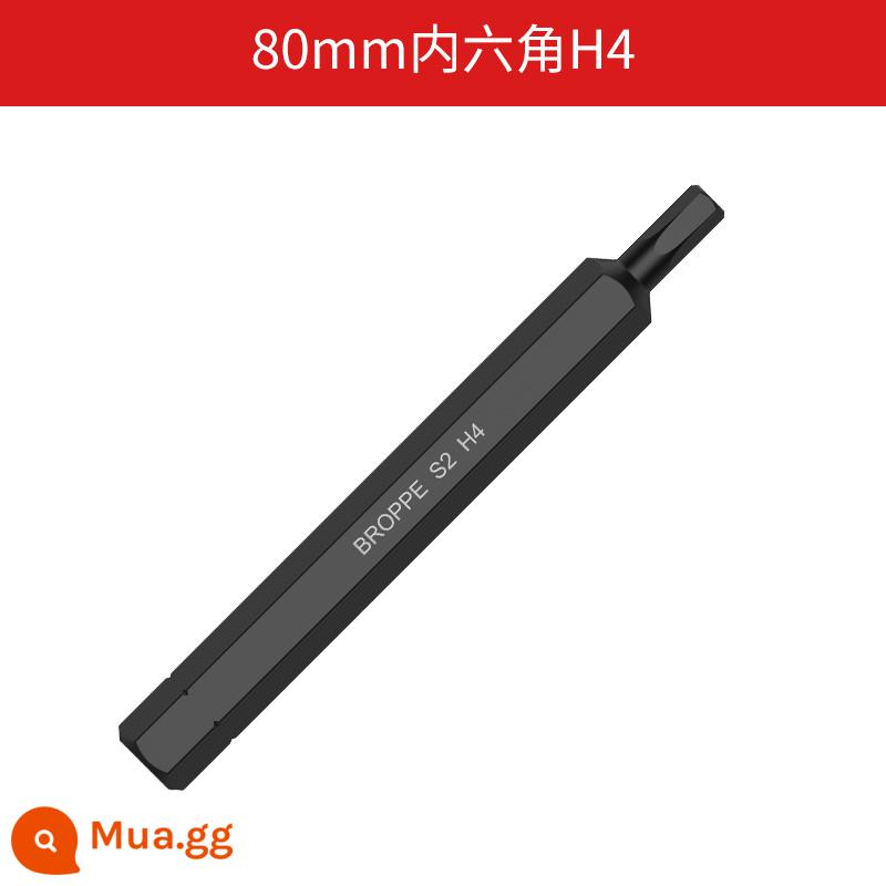 Đầu tuốc nơ vít lục giác một chữ BROPPE Đầu tuốc nơ vít tác động S2 Đầu tuốc nơ vít tác động - Lục giác bên trong 80mm H4