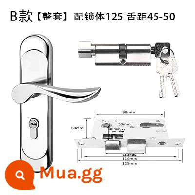 Khóa cửa phòng ngủ, phòng hộ gia đình, có lỗ điều chỉnh, không cần sửa đổi, inox, phòng im lặng, khóa cửa gỗ cổ điển đa năng - Bộ hoàn chỉnh kéo dài và có thể điều chỉnh loại B [125-48]