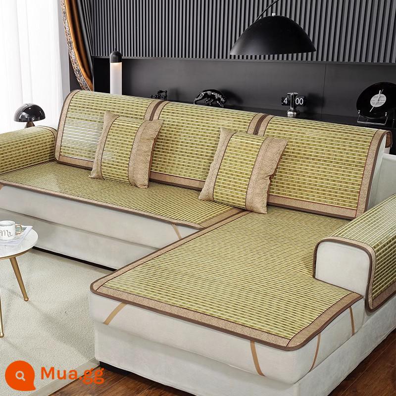 Cây ngải mây chiếu sofa đệm phong cách mùa hè lạnh đệm băng lụa chống trơn trượt bọc ghế sofa đệm thoáng mát đệm - Ý nghĩa tre xanh (thảm tre tự nhiên)