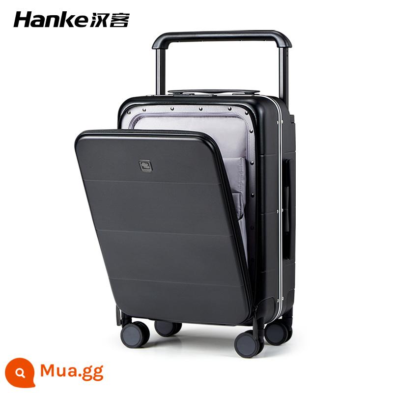 Cần kéo rộng Hanke bên mở vali khung nhôm nữ 20 inch mới du lịch nội trú 24 hộp phối vali da nam - Moyu đen