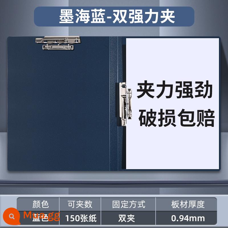 Kẹp file mạnh mẽ A4 kẹp đôi mạnh mẽ đồ dùng văn phòng hoàn thiện và lưu trữ hồ sơ kẹp đôi kẹp cố định kẹp giấy kiểm tra lưu trữ và hoàn thiện hiện vật học sinh với cặp hồ sơ đa chức năng New Race - [Kẹp đôi chắc chắn màu xanh mực] có thể chứa 150 tờ giấy