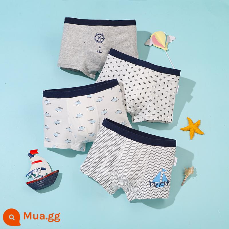 Mèo Người Quần Lót Trẻ Em Bé Trai Cotton Trung Và Lớn Trẻ Em Quần Boxer Bé Trai Thiếu Niên Sinh Viên Quần Lót Boxer Cotton - hoa tiêu