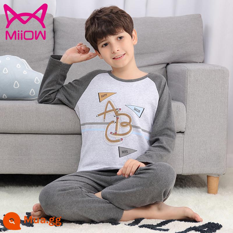 Cat People Bộ Đồ Ngủ Trẻ Em Bé Trai Xuân Thu Mới 2022 Bé Trai Cotton Nguyên Chất Lớn Trẻ Em Homewear Bộ Đồ Cotton Dài Tay - 20203S