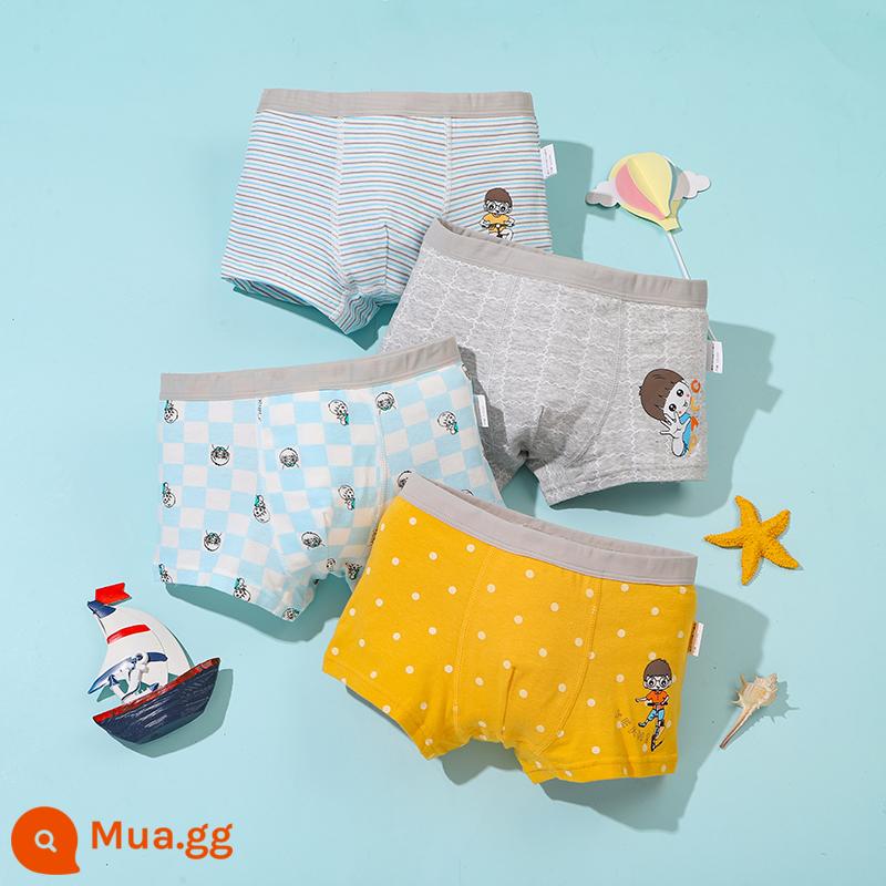 Mèo Người Quần Lót Trẻ Em Bé Trai Cotton Trung Và Lớn Trẻ Em Quần Boxer Bé Trai Thiếu Niên Sinh Viên Quần Lót Boxer Cotton - chàng trai nắng