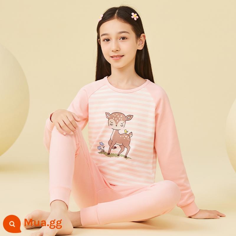 Bộ quần áo mùa thu và quần vệ sinh cho bé gái, đồ lót trẻ em bằng cotton nguyên chất, áo len cotton lớn cho trẻ em, lót bông, quần áo vệ sinh, quần vệ sinh, loại cơ bản A - Kiểu 363 [Cổ Tròn]