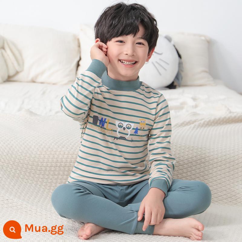 Mèo người đồ lót trẻ em bé trai quần áo mùa thu vệ sinh quần phù hợp với bé trai cotton nguyên chất trung và lớn đồ ngủ trẻ em cotton áo len bông bé - 26 kiểu [áo nửa cổ]