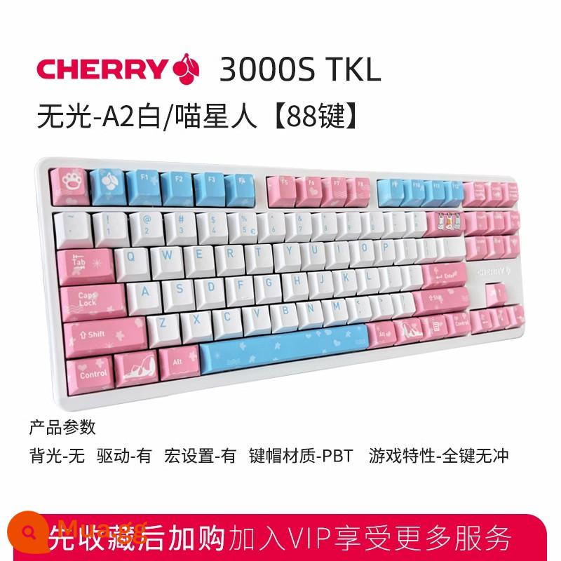 [SF] CHERRY cherry G80-3000S game TKL office 87 phím đèn nền RGB 108 máy tính có dây Bàn phím cơ chơi game Pokémon nam nữ trục đen trục xanh trục trà trục đỏ - Matte-A2 trắng/mèo [88 phím]