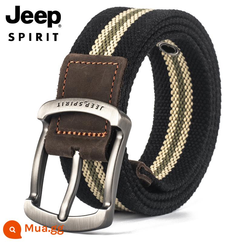 Xe JEEP Thương Hiệu Mỹ Khóa Pin Vải Bố Unisex Tất Cả Trận Đấu Cổ Dây Hợp Thời Trang Vải Quần Jean Thắt Lưng - sọc đen