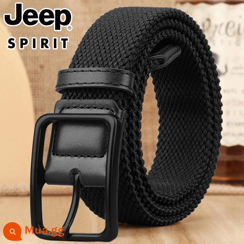 Jeep Jeep Chiến Thuật Mùa Hè Thun Dệt Đấm Lỗ Thắt Lưng Nam Triều Thun Vải Bố Thun Thắt Lưng Triều - Phong cách ba khóa màu đen đen