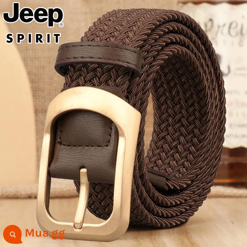 Jeep Jeep Chiến Thuật Mùa Hè Thun Dệt Đấm Lỗ Thắt Lưng Nam Triều Thun Vải Bố Thun Thắt Lưng Triều - Kiểu 1 khóa vàng màu cà phê