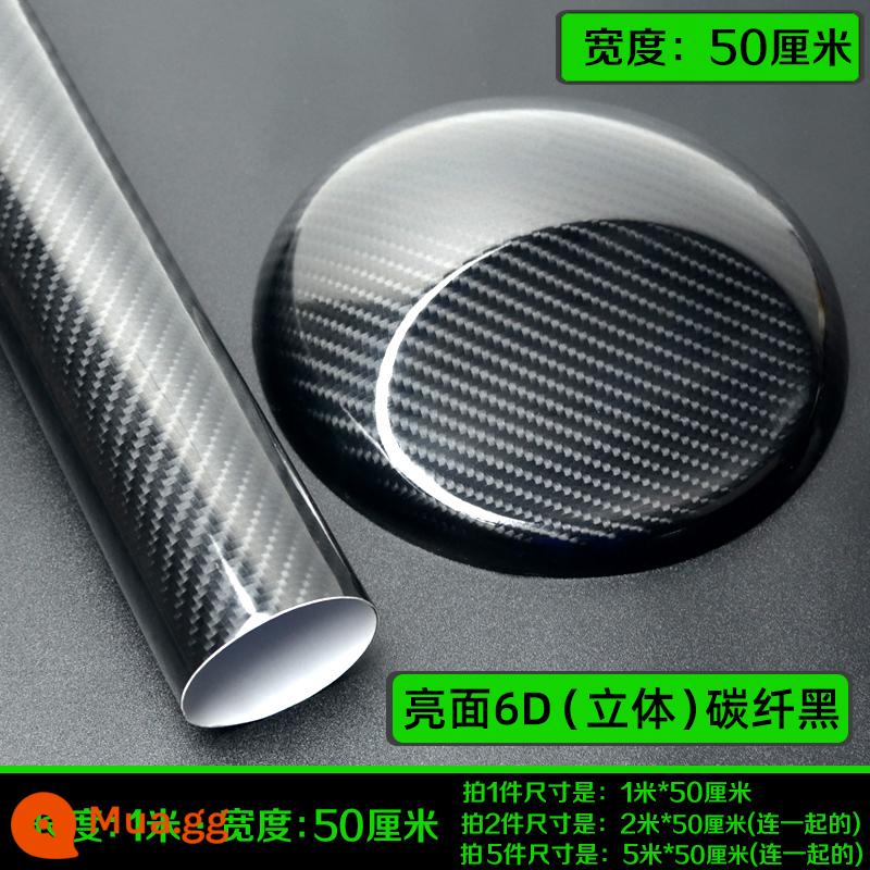 Xe Đổi Màu Phim Sợi Carbon Phim Xe Máy Xe Điện Miếng Dán Nội Thất Điều Khiển Trung Tâm Thú Cưng Mờ Đen Sáng Tự Dính - Sợi carbon 6D (ba chiều) màu đen bóng [dài 1 mét * rộng 50 cm]