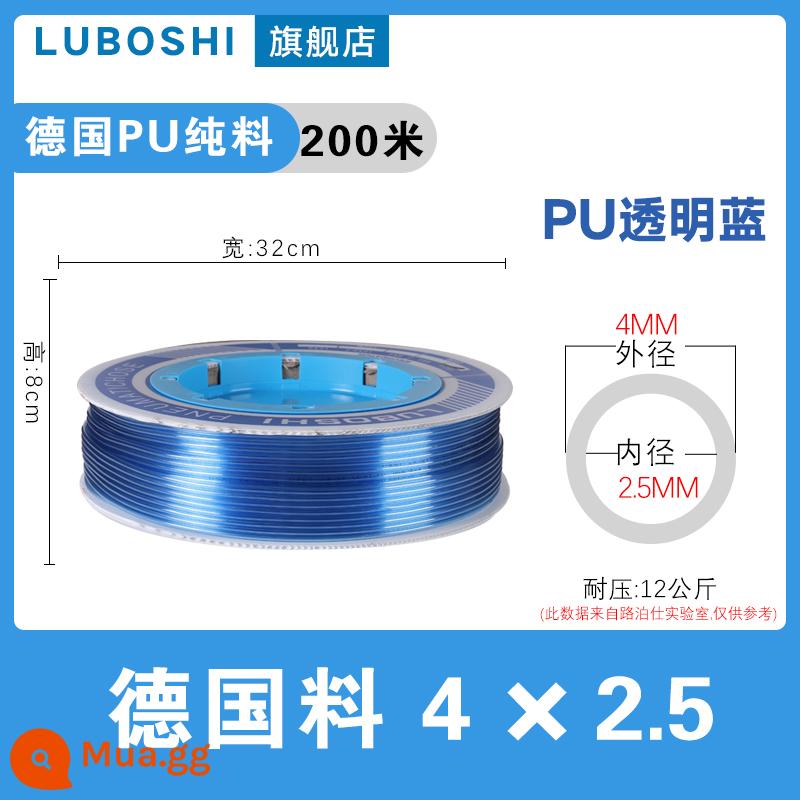 pu khí quản 8mm ống 10mm máy nén khí khí nén máy bơm không khí nén khí quản áp suất cao ống ống khí quản trong suốt 12m - Màu xanh trong suốt PU4*2.5