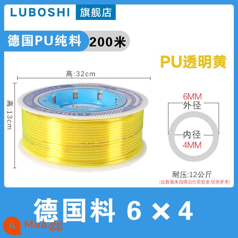 pu khí quản 8mm ống 10mm máy nén khí khí nén máy bơm không khí nén khí quản áp suất cao ống ống khí quản trong suốt 12m - PU6*4 màu vàng trong suốt