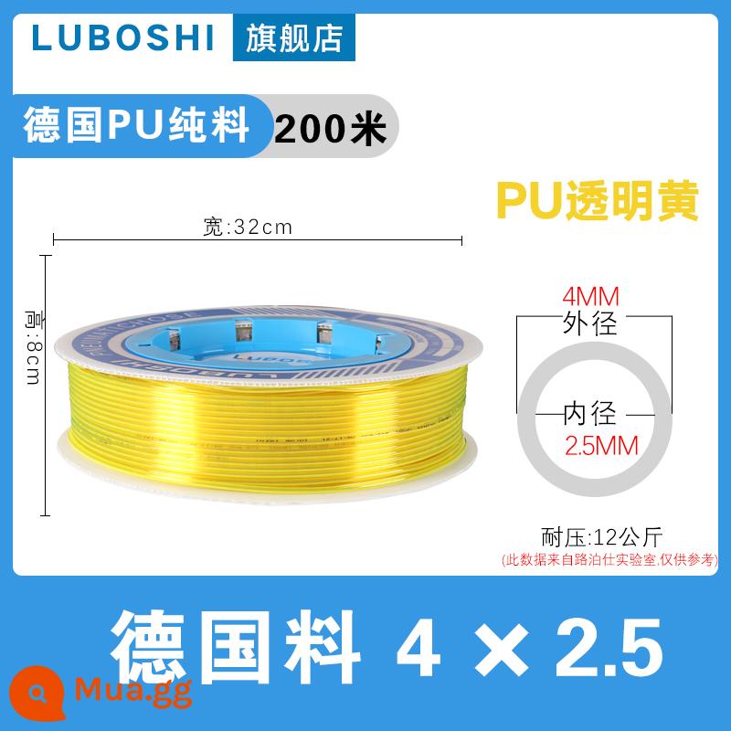 pu khí quản 8mm ống 10mm máy nén khí khí nén máy bơm không khí nén khí quản áp suất cao ống ống khí quản trong suốt 12m - PU4*2.5 màu vàng trong suốt