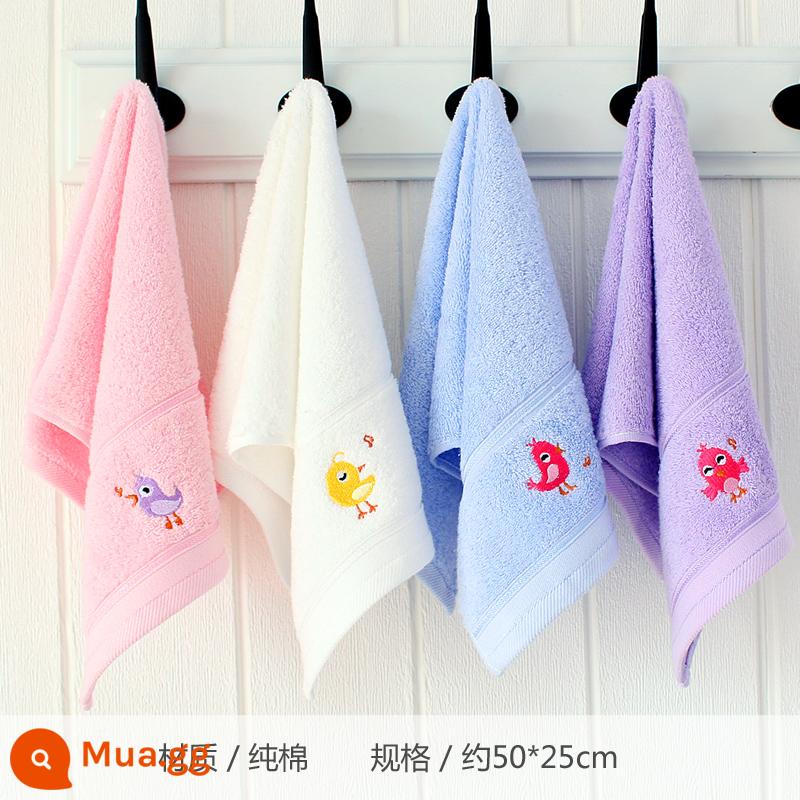 Khăn trẻ em Jie Liya cotton nguyên chất rửa mặt nam nữ cotton trẻ em đặc biệt tắm mềm thấm hút nha - 7040 trắng, hồng, xanh, tím mỗi loại 1 chiếc (4 khăn trẻ em)