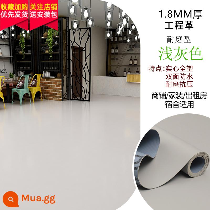 Nguyên chất màu xanh lá cây sàn nhựa PVC sàn da miếng dán dày chịu mài mòn sàn xi măng cửa hàng trực tiếp nhà máy xưởng sàn thảm nhựa - Xám nhạt dày 1.8mm 1 cái = 1 mét vuông