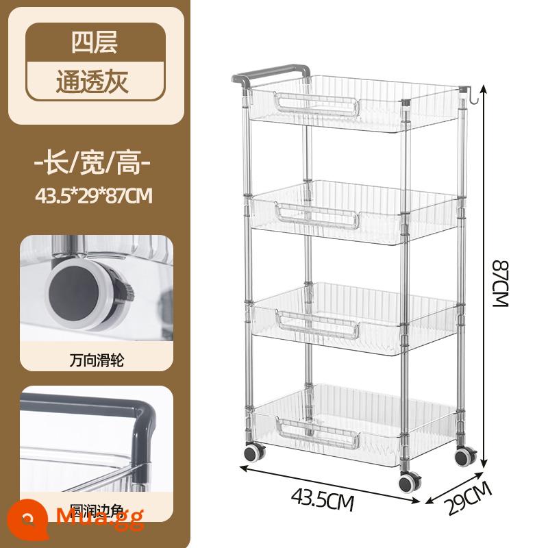 Nhỏ Xe Đẩy Giá Phòng Khách Kệ Để Đồ Nhiều Lớp Di Động Kệ Đựng Đồ Bột Phòng Bếp Sàn Giỏ Đựng Đồ - Lớp B-4 loại [nâng cấp dày hơn/sử dụng đa chức năng]