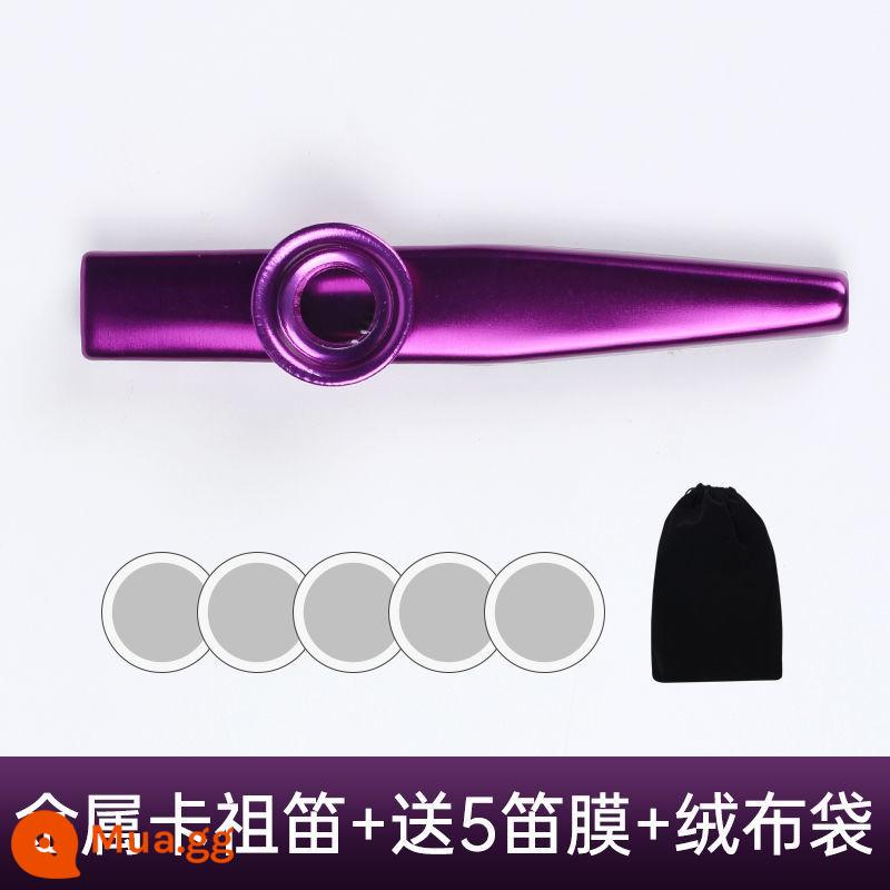 sáo kazoo metal kazoo sáo zuka đệm đàn ukulele chơi nhạc cụ thích hợp không cần học - Kim loại màu tím + túi nhung [năm phim sáo miễn phí]