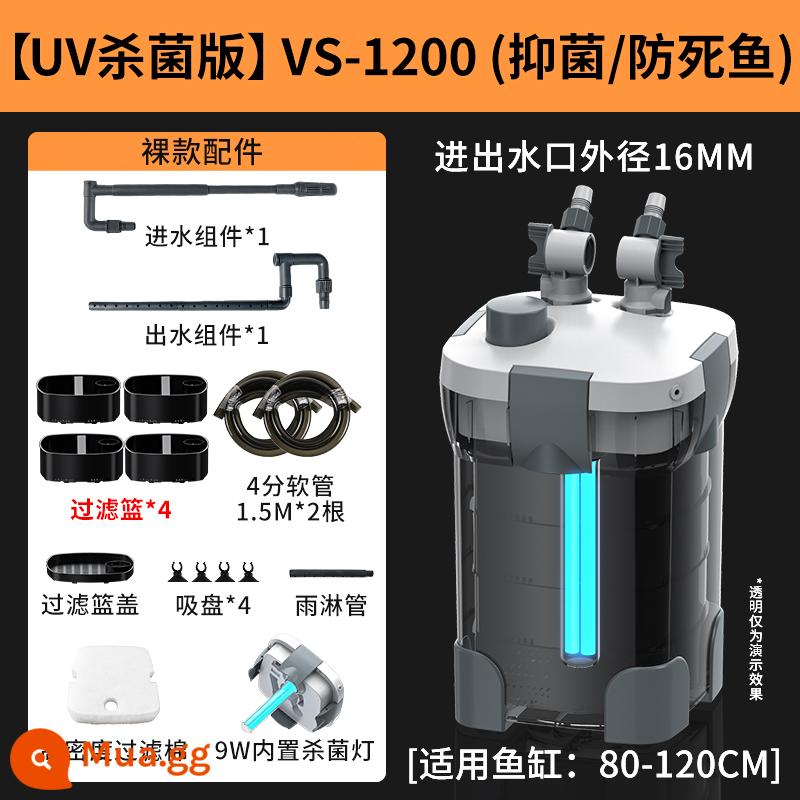 Cũ ngư dân thùng lọc bể cá bên ngoài lọc hệ thống tuần hoàn màng dầu lọc nước sản xuất oxy lọc Tất Cả im lặng - [Bao gồm đèn diệt khuẩn/thích hợp cho bể cá 80-120cm] Điều chỉnh 1200L/H