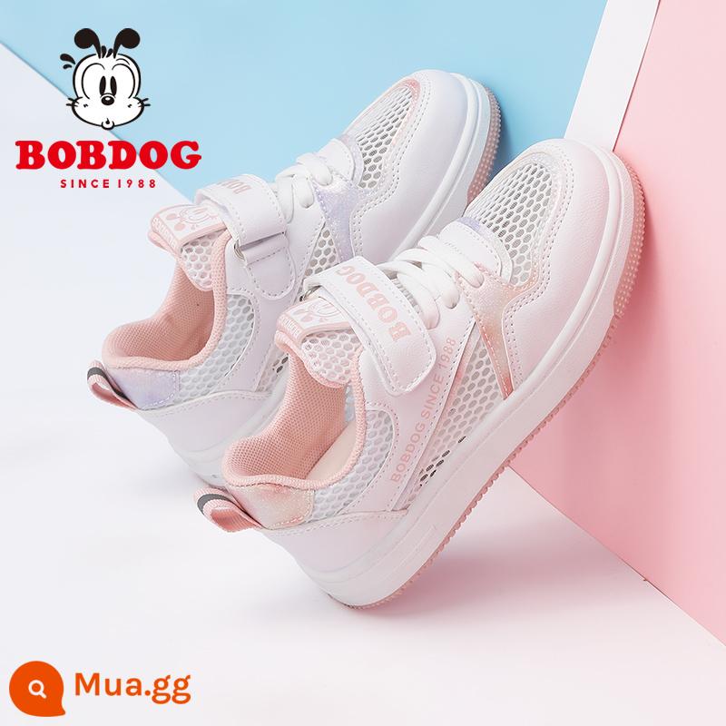 Bob Dou Boy's All-Match Casual Girls Shoes Low Top Skateboard Shoes Xuân Thu Hè Thời Trang Giày Thể Thao Trẻ Em Hợp Thời Trang - Qierte White/Bột trái cây 2101 [Lưới đơn mùa hè]