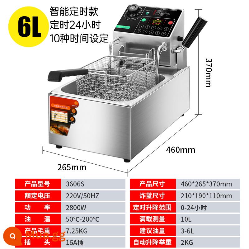 Nồi chiên điện thương mại nâng hoàn toàn tự động xi lanh đơn đôi xi lanh dung tích lớn 8L để bàn nồi chiên thời gian thông minh nồi chiên nồi chiên - Mô hình thời gian thông minh nâng tự động 6L