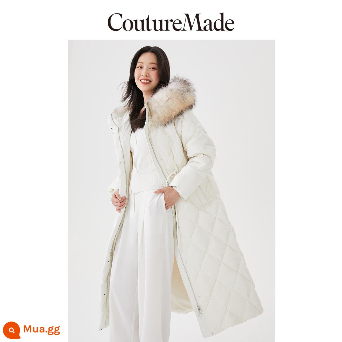 Couture Made Down Jacket 2023 Early Spring New 90% Lông ngỗng màu trắng Cổ áo có mũ trùm đầu Đi lại đơn giản▲ - A06 mật ong trắng sữa