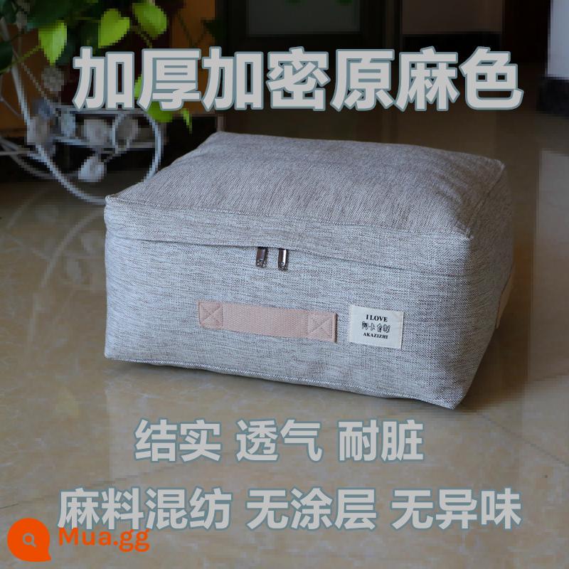 Túi cotton và sợi gai dầu cực lớn đựng quần áo thoáng khí túi vải quần áo túi hoàn thiện chăn túi đựng chăn chống thấm nước phong cách Nhật Bản - Màu gai gốc được mã hóa dày hơn Nâng bên mở lớn