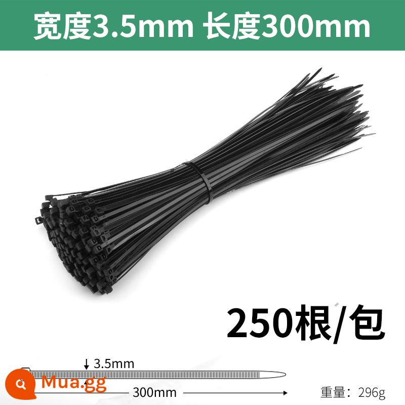 Dây buộc cáp nylon, khóa xích cửa nhựa, dây đai, khóa cố định dây đeo, dây buộc cáp màu đen, dây buộc chó siết cổ - Đen 5*300(250 cái/gói)