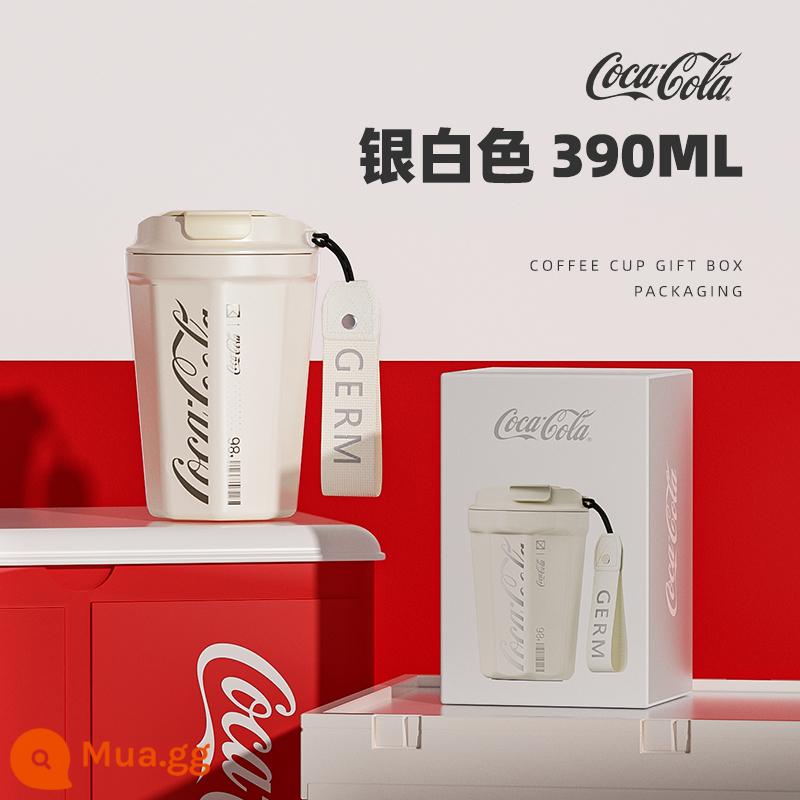 GERM Coca-Cola Cốc Cà Phê Cách Nhiệt Cốc Nữ Giá Trị Cao Nam Retro Hiện Đại Cốc Nước Đi Kèm Cốc - Bạc trắng 390ml [Lớp lót bằng thép không gỉ 316L, cách nhiệt và cách nhiệt lạnh]